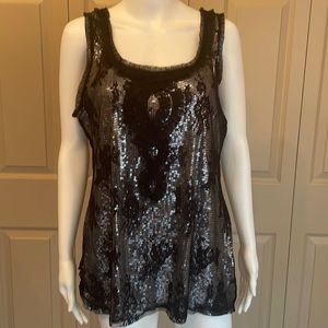 Lace overlay over sequins